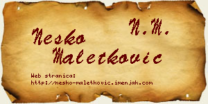 Neško Maletković vizit kartica